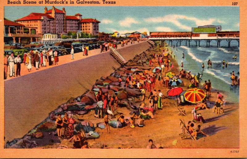 Texas Galveston Beach Scene At Murdock's