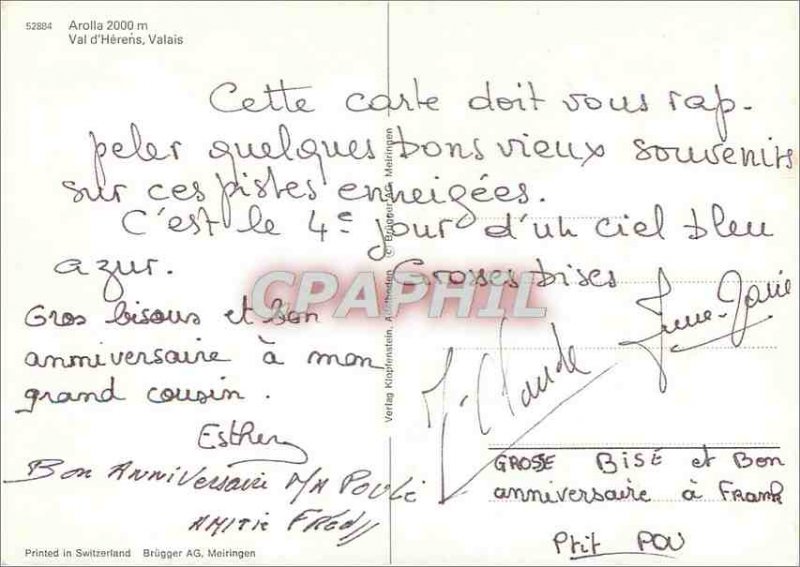 Postcard Modern Valais Arolla 2000 m Val d'Herens