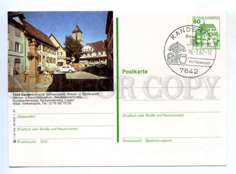 420199 GERMANY 1982 year Kandern postal postcard