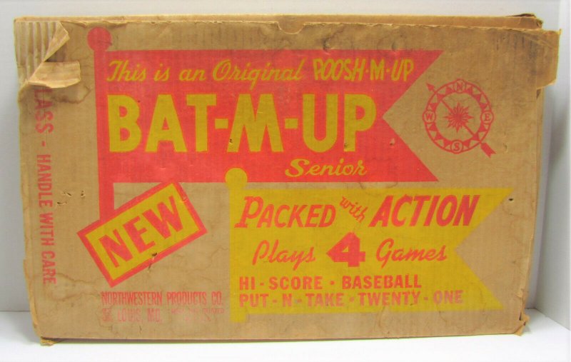 Vintage BAT-M-UP Senior Plays 4 Games Pin Ball Machine in Original Box