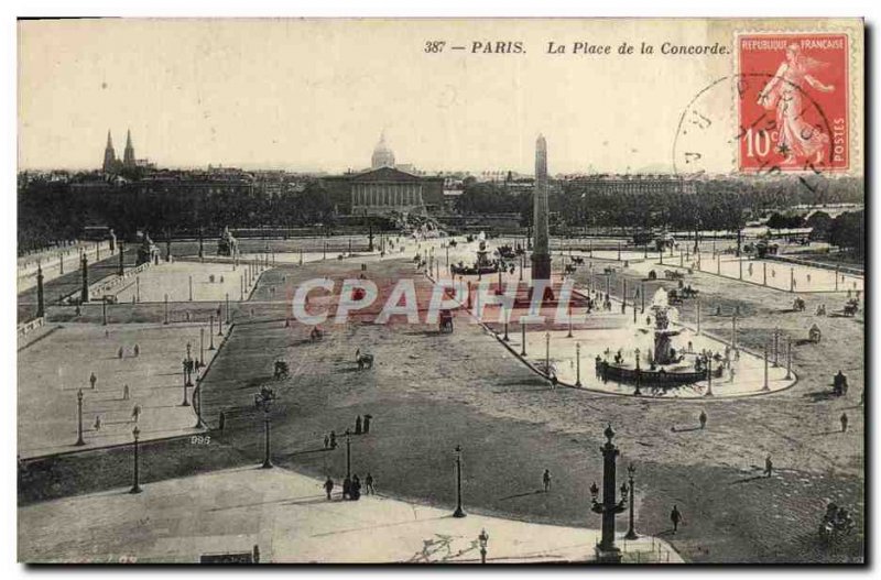 Old Postcard From Paris Place Concorde