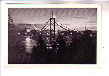 Small Sized Postcard, Bridge at Night, Oakland Bay, San Francisco California,