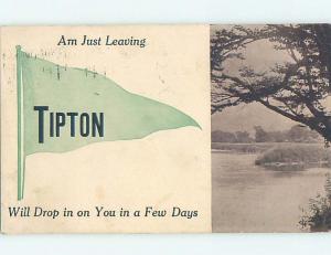 Divided-Back PENNANT POSTCARD Tipton Indiana IN HM5366