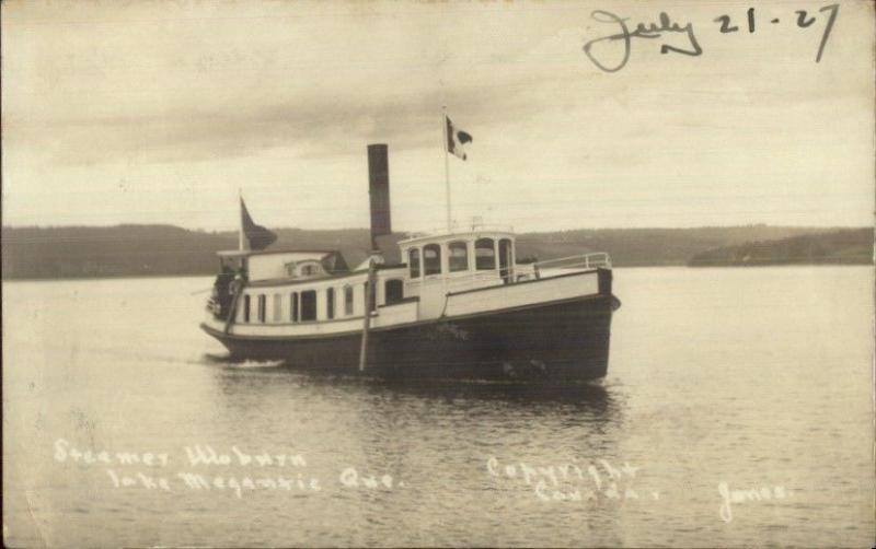 Lake Megantic Quebec Steamer Ship Woburn c1920s Real Photo Postcard