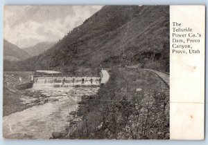 Provo Utah Postcard Telluride Power Co.'s Dam Provo Canyon c1905 Vintage Antique
