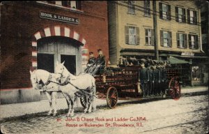 Providence RI John B Chase Hook & Ladder Co No. 4 Fire Engine c1910 Postcard