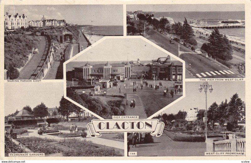 CLACTON, Essex, England, PU-1956; Marine Parade, The Pier From West Cliff, Pi...