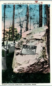 1920s Emerson's Resting Place Sleepy Hollow Cemetery Concord MA Postcard