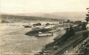 Postcard RPPC 1920s Oregon Cascade Locks Columbia River Highway 23-12257