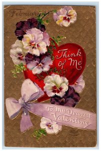 1912 Valentine Heart Flowers Ribbon Embossed Toledo Ohio OH Antique Postcard