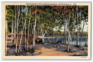 c1930's White Birches State Camping Grounds Tupper Lake NY Vintage Postcard 