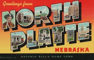 Vintage Postcard 1930's Greetings from North Platte Nebraska Buffalo Bill's Home