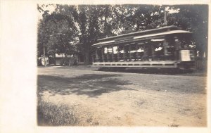 J85/ Interesting RPPC Postcard c1910 Trolley Interurban People 487