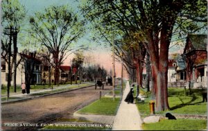 Postcard Price Avenue from Windsor in Columbia, Missouri