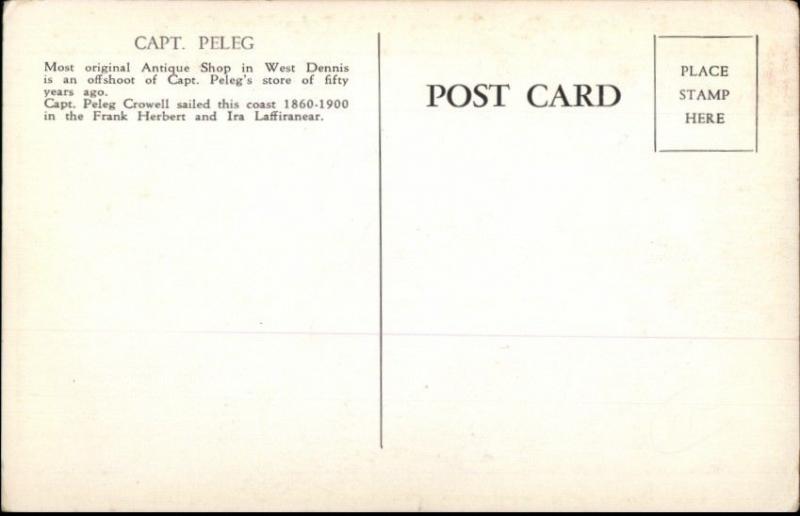 West Dennis Cape Cod MA Capt Peleg Roadside Antique Store Old Postcard