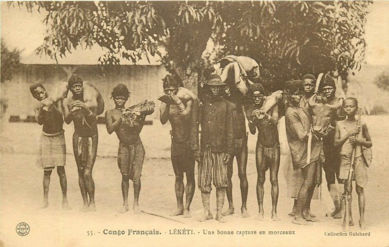 French Congo LEKETI une bonne capture en morceaux natives hunters Central Africa