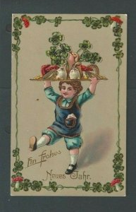 Ca 1918 PPC Happy New Year In German Embossed & Gilded
