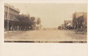 RPPC CREIGHTON Main Street Scene Knox County, Nebraska 1910s Vintage Postcard