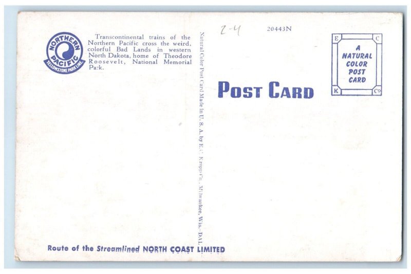 c1940 Scenic View Bad Lands Buttes Medora North Dakota Northern Pacific Postcard