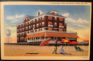 Vintage Postcard 1940 Commander Hotel & Beach, Ocean City, Maryland (MD)