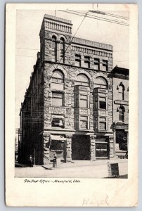 Mansfield Ohio~US Post Office in Masonic Temple~Dentist~Fred's Store~1907 B&W PC