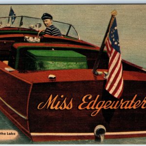 c1940s Lake Ozark, MO Bill Dean's Miss Edgewater IV Fleet Speedboat Boat PC A228