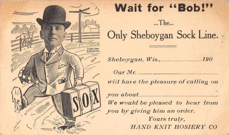 Sheboygan Wisconsin Sheboygan Sock Line Salesman Ad Vintage Postcard JJ658717