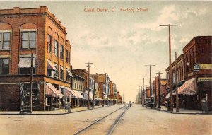 J71/ Canal Dover Ohio Postcard c1910 Factory Street Stores  262