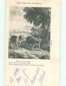 foreign 1900 Postcard TWO DOGS WALKING AROUND AC3140