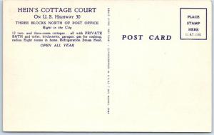 LARAMIE, WY   Roadside HEIN'S COTTAGE COURT 1940s Linen Lincoln Highway Postcard