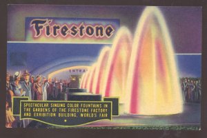 1934 CHICAGO WORLD'S FAIR FIRESTONE TIRE COMPANY LINEN ADVERTISING POSTCARD