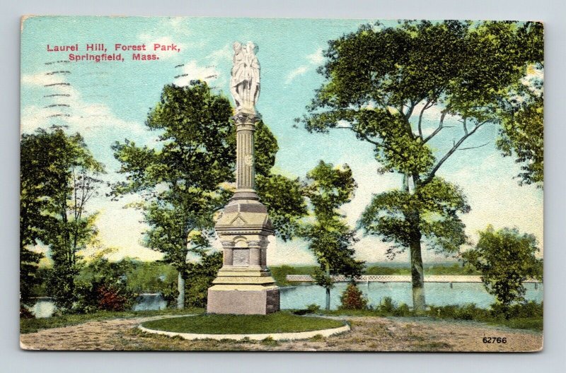 Springfield Massachusetts Forest Park Laurel Hill DB Cancel WOB Postcard 