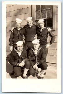 WWII Postcard RPPC Photo Boys US Navy Sailors c1940's Unposted Vintage