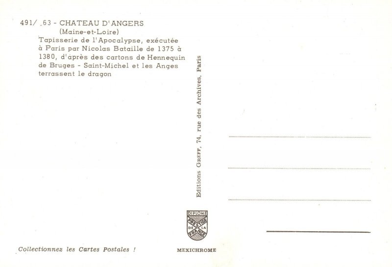 Postcard Chateau D'Angers Maine-Et-Loire Tapisserie De l'Apocalypse Executee