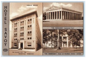 Nashville Tennessee TN Postcard Hotel Savory Buildings Multiview c1940's Vintage