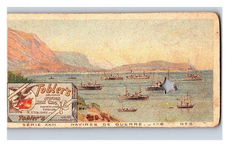 Vintage 1890's Victorian Trade Card Toblerone Swiss Chocolate - Navy Ships