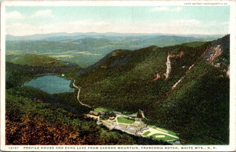 Profile House Echo Lake Cannon Mountain Franconia Notch White Mts NH Postcard 