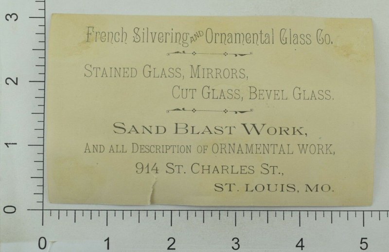 1880's Sand Blasting French Silvering Ornamental Glass Victorian Trade Card P11