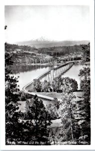 RPPC  MT HOOD, OR Oregon   View of MT HOOD, Interstate BRIDGE c1950s  Postcard