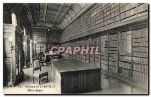 Old Postcard Chateau de Chantilly Library library
