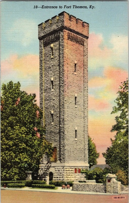 Entrance Fort Thomas Kentucky Vintage Linen Postcard Unused Unposted C.T. Art 