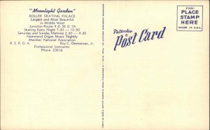 Springfield IL Moonlight Garden Roller Skating Runk LINEN Postcard