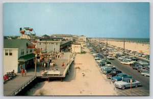 Ocean City MD Boardwalk Ferris Wheel Retro Cars Hotel Maryland Postcard B48