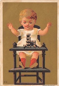 Approx. Size: 3 x 4.25 Little boy in a high chair  Late 1800's Tradecard Non  