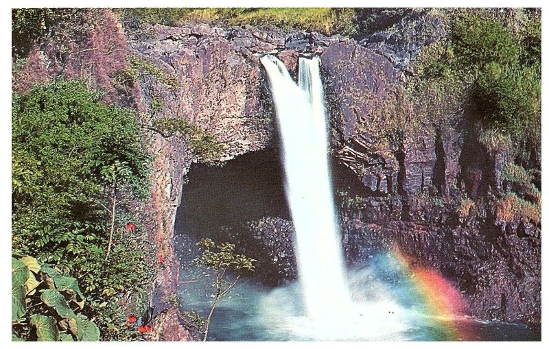 Rainbow Falls Big Island Hawaii Waterfall Birthplace of Rainbows Postcard