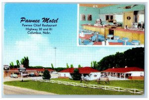 c1940s Pawnee Motel Exterior Signage Columbus Nebraska NE Unposted Cars Postcard