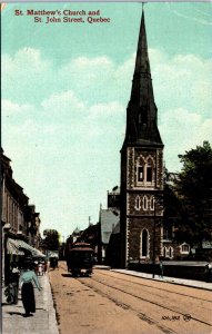 Canada St Matthew's Church St John Street Quebec Vintage Postcard 09.97