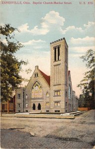 Zanesville Ohio 1908 Postcard Baptist Church Market Street