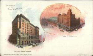 Philadelphia RR Train Stations Depot c1900 Souvenir Mail Card