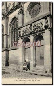 Old Postcard Montfort L & # 39Amaury Side door of & # 39eglise coast of the S...